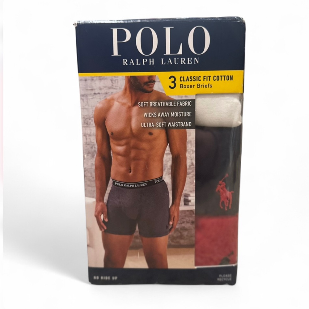 Polo Ralph Lauren 3-Pack 100% Cotton Men’s Boxer Briefs Size XL (40-42 in) [New]